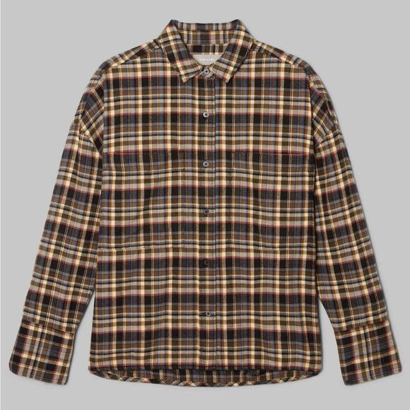 Everlane The Boxy Flannel Beech Plaid Size XS NWT - Picture 6 of 8